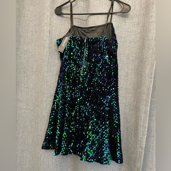 Allegra K Women's Glitter Sequin Dress Sexy Spaghetti Strap Sleeveless Mini - Picture 4 of 4